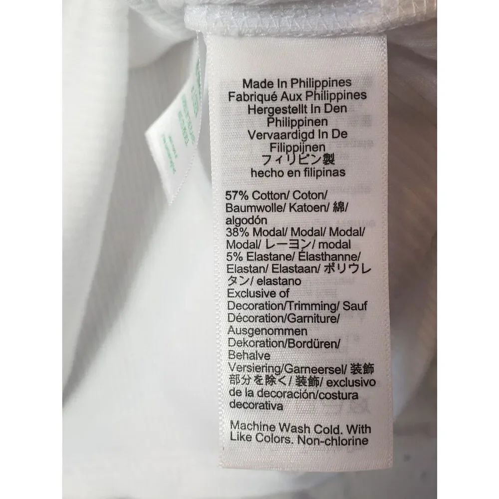 J. CREW White Ribbed Ruffle Tank Top Medium - Picture 6 of 7